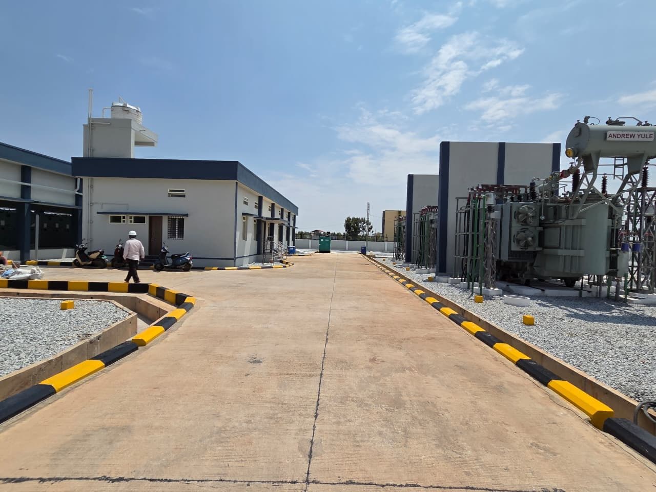 The road to the control building, transformers beside it