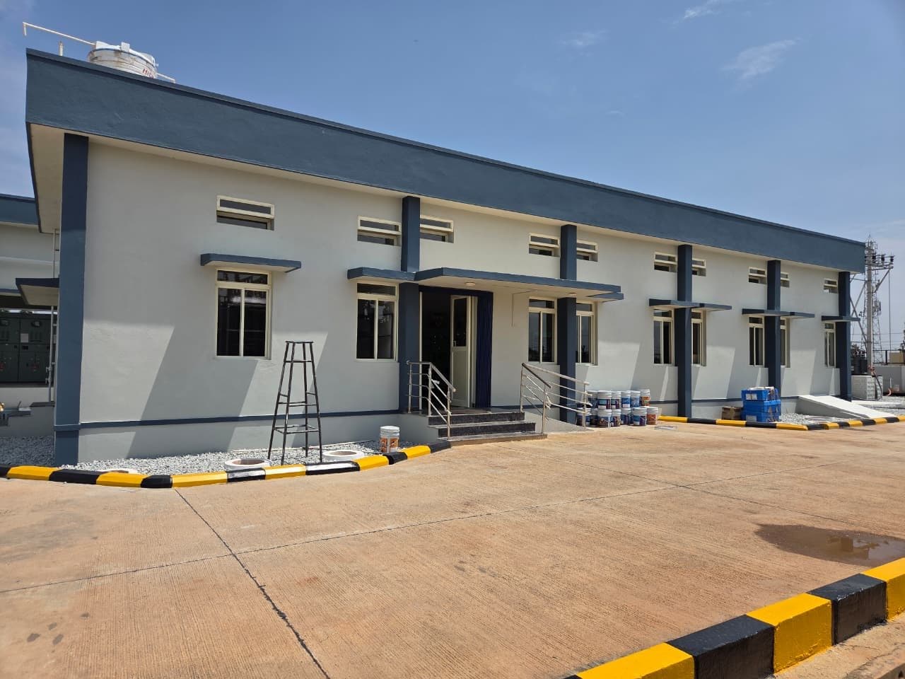 The control building, from the corner